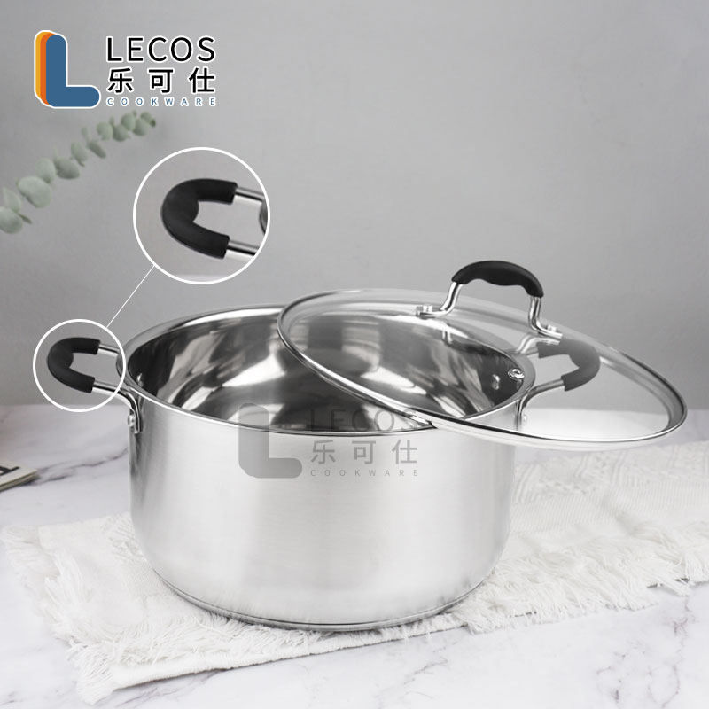 LECOS Commercial Kitchen Catering Big Cooking Stockpot Simmering Pot Large Stainless Steel Soup Stock Pots for Restaurant