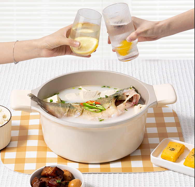 Ready Goods New Design Ceramic Non Stick Cookware Sets 24cm Soup Pot with Frying Pan for Kitchen