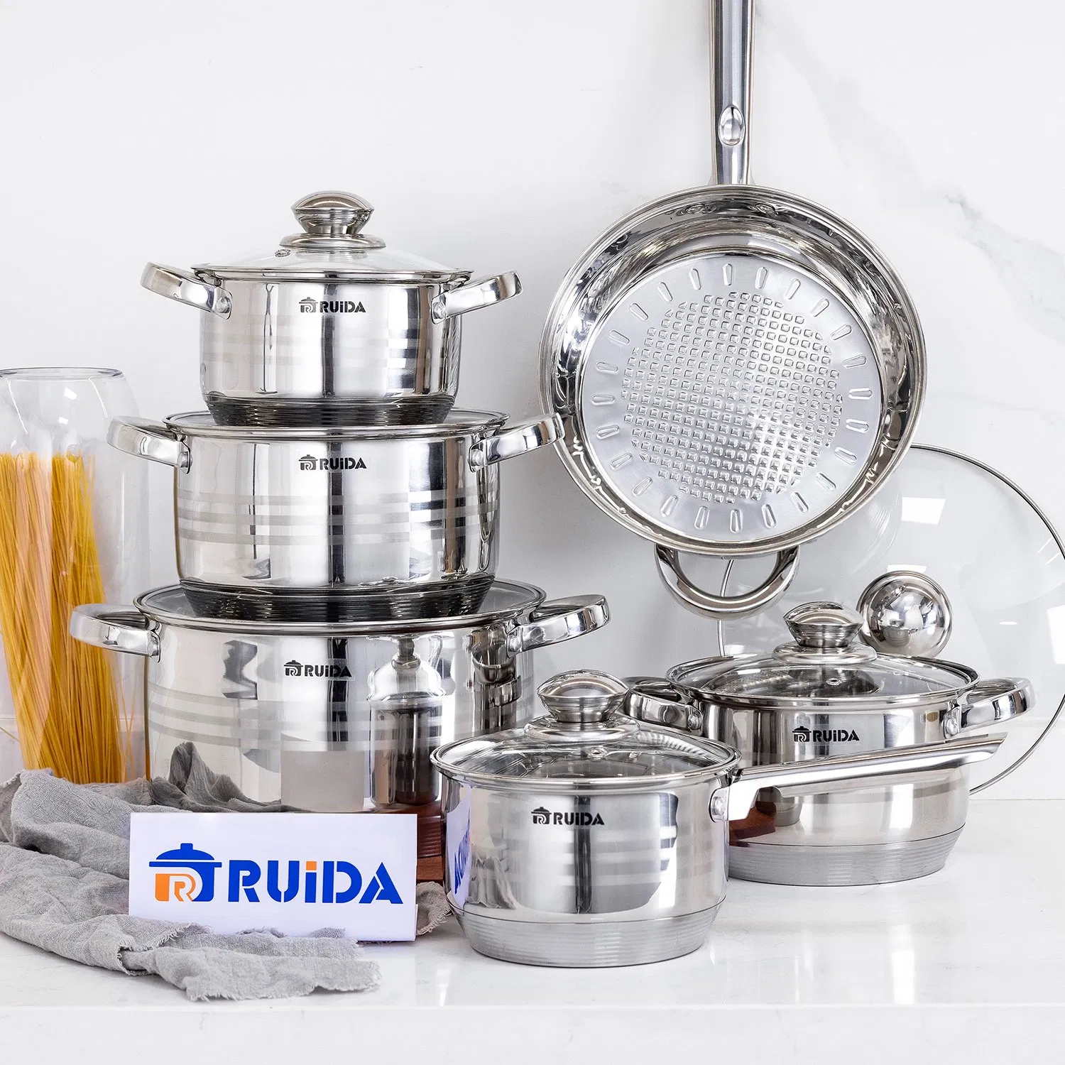 Customized Kitchen Appliance 6/8/10/12PCS Stainless Steel Kitchenware Set Cookware