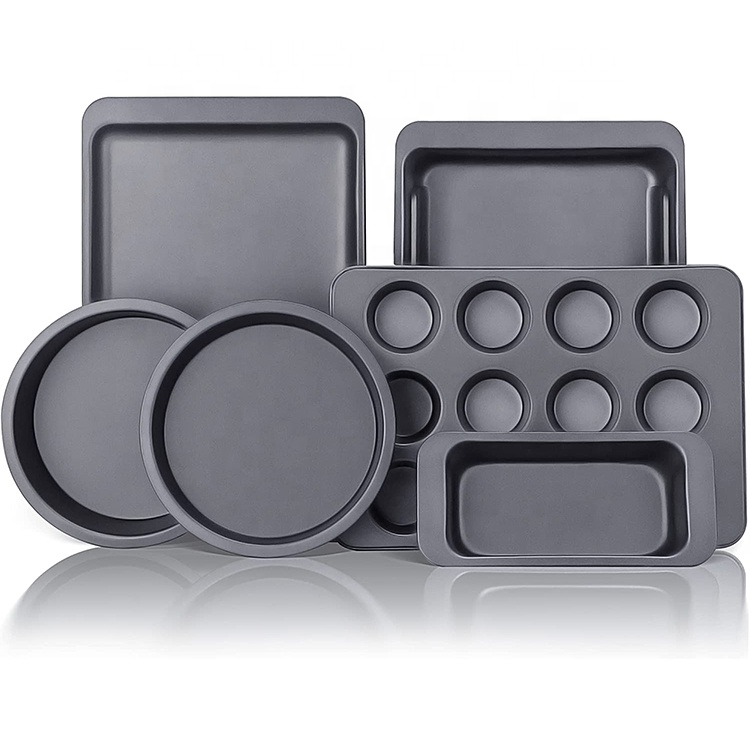 Wholesale Non-Stick Carbon Steel Bakeware Custom Round Rectangle Baking Pan Kitchen Baking Tray Cookie Cupcake Pan Sets for Oven