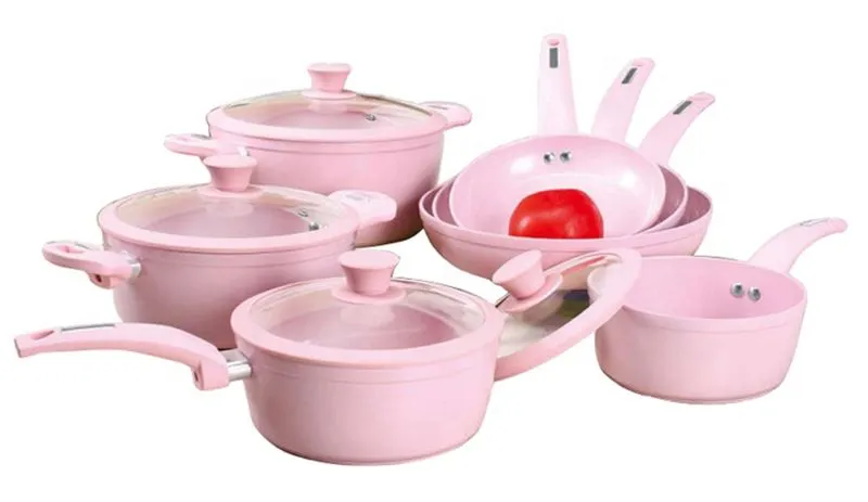 China Factory Price 8PCS Non Stick Ceramic Coating Induction Bottom Aluminum Cookware