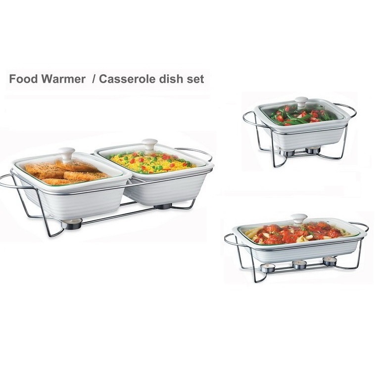 Modern Eco-Friendly Rectangle Ceramic Casseroles Set Glass Cover Induction Ready Dishwasher Safe Oven Safe White Porcelain