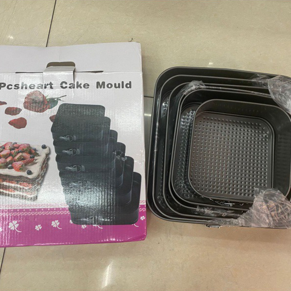 Wholesale 6 Pcs Cake Pan Set Round Square Heart Non Stick Removable Bottom Bakeware for Baking Bakery Supplies