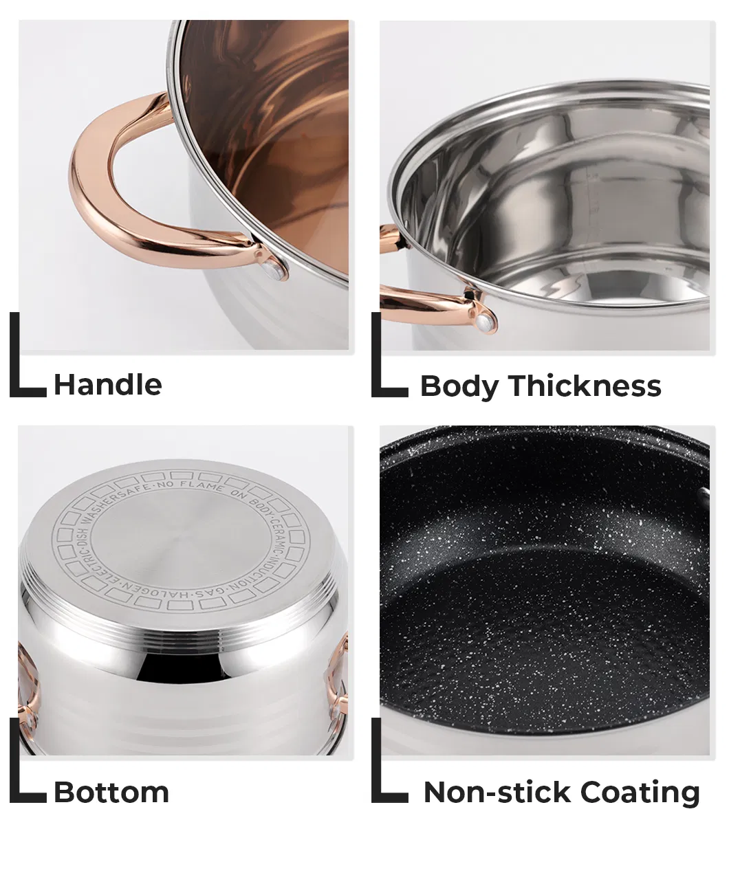 High Quality Wholesale Kitchenware Non Stick Cooking Pot Set Stainless Steel Cookware