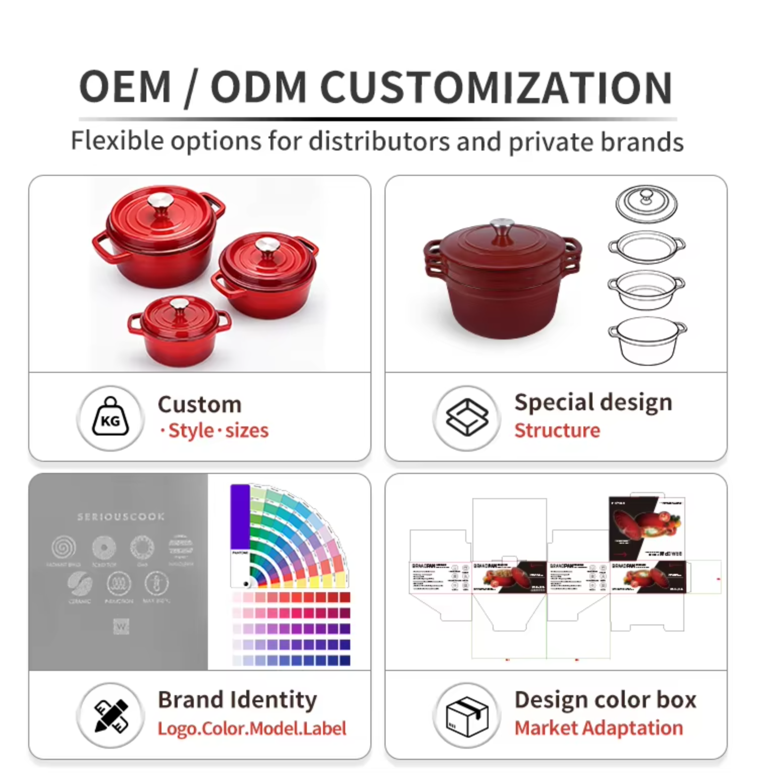 Factory Price Kitchen Restaurant Cooking Cookware 18/20/22/24/26/28cm Red Color Enamel Cast Iron Dutch Oven Soup Pot Casserole