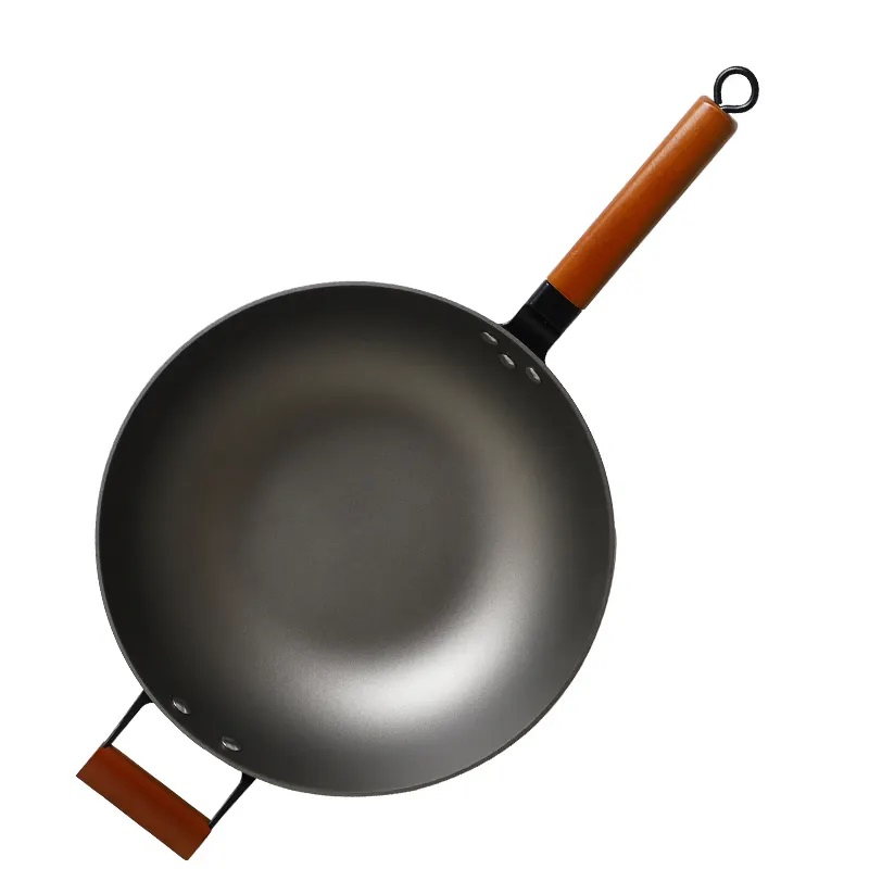 Lightweight Cast Iron Non-Stick Frypan Lid Wooden Handle Kitchen Cooking Cookware Gas Induction Stove