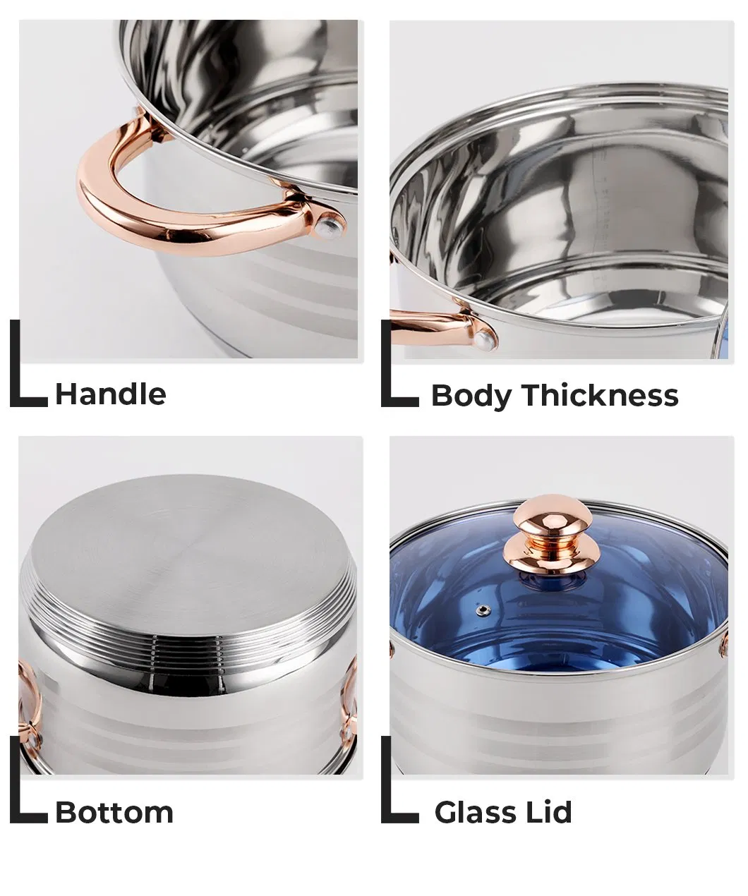 Factory Direct Supplier Kitchen 9PCS Stainless Steel Cookware Kitchen Ware with Restaurant