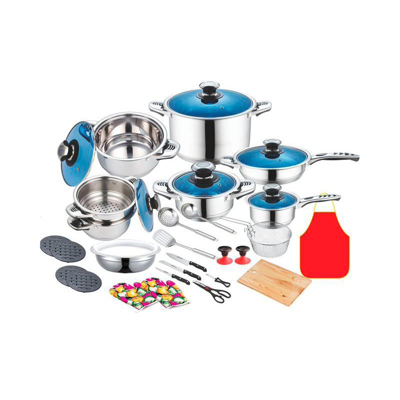 31PCS Thermometer Knob Stainless Steel Cookware Set Wide Edge Cookware