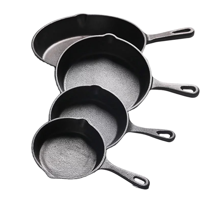 Pre-Seasoned Cast Iron Cookware Set Handle Induction Cooker Suitable Wok for Hotels Restaurants for Frying Grilling Skillets