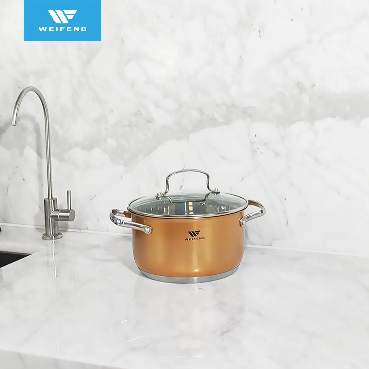 6PCS Kitchen Stainless Steel Cookware with Copper High Temperature Painting