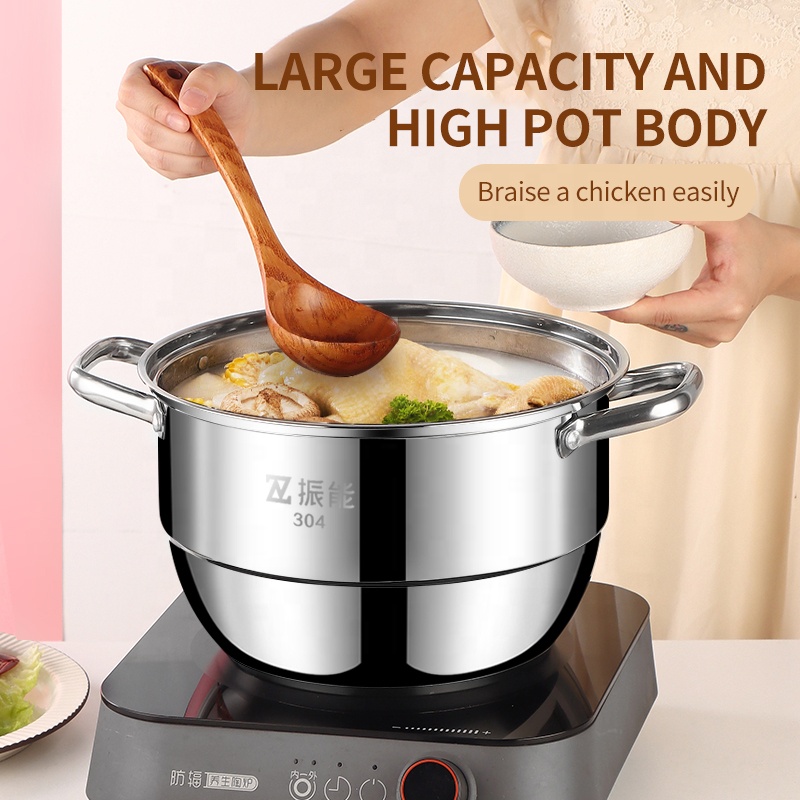 Zhenneng 28cm 3-Tier Stainless Steel Steamer Pot Couscous Steamer Stock Pot Professional Kitchen Stainless Steel Cookware Set