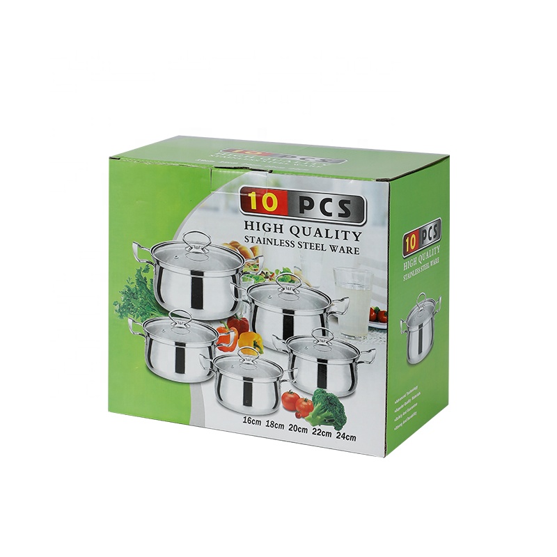Hotel Professional Kitchenware Pots and Pans Cookingware Stainless Steel Cooking Pot 10pcs Cookware Set