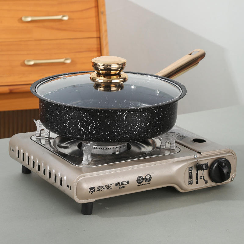 8-Piece Thicken Marble Coated Non-Stick Cookware with Gold-Plated Handle Cookware Kitchenware