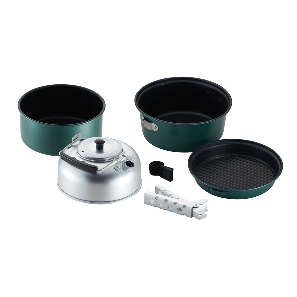 Factory Direct 6 Pcs Non-Stick Outdoor Cooking Sets Aluminum Camping Cookware With Gripper
