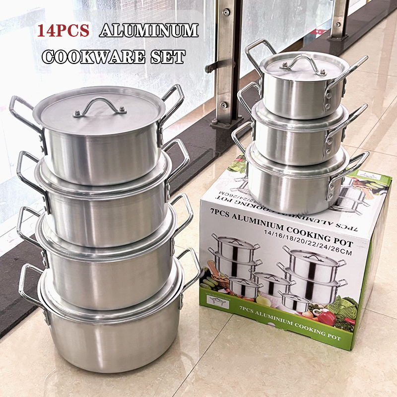 14Piece Classic Non-Stick Aluminum Cookware Set Sanding Kitchen Soup Pot Ustensiles De Cuisine Stock Pot for Cooking