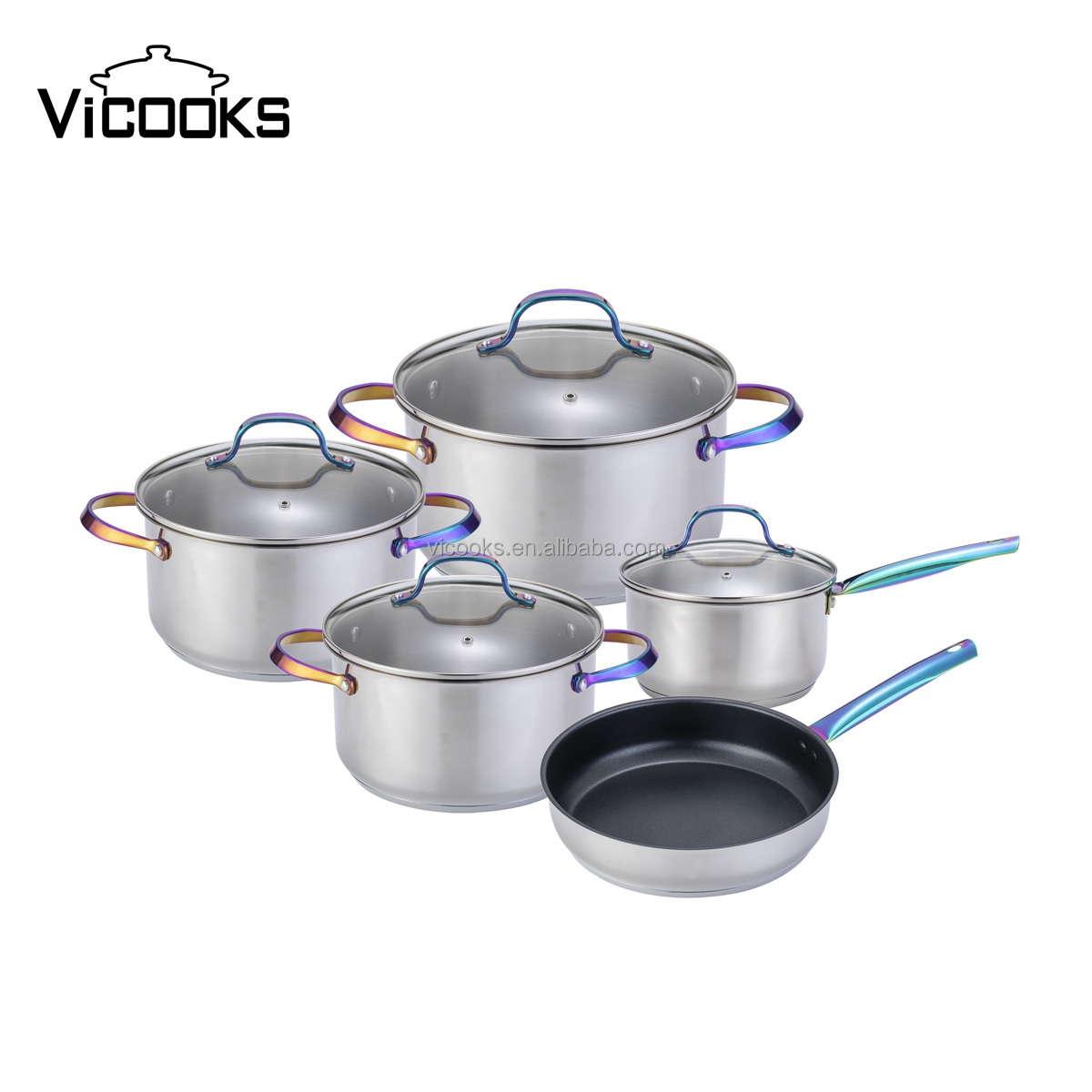 Multi-Layer Induction Bottom Mirror Polish Stainless Steel Fry Pan Nonstick Deep Frying Pan