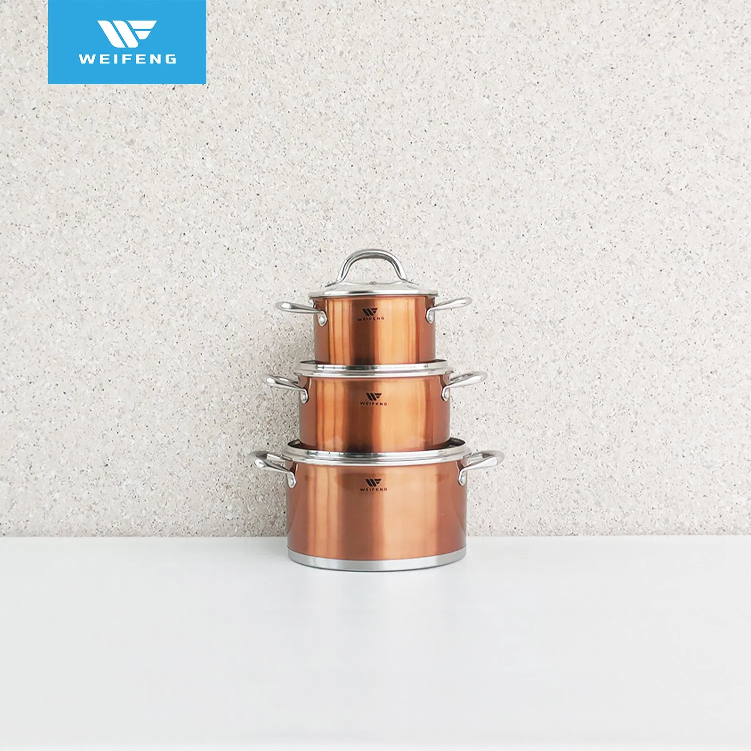 Copper Color Stainless Steel Cookware with Hollow Ss Handle, Houseware