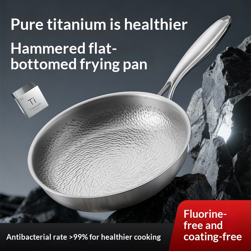 Pure Titanium Frying Pan Three-layer Base No Coating Modern Design Universal Gas/Induction Titanium Pans Cookware