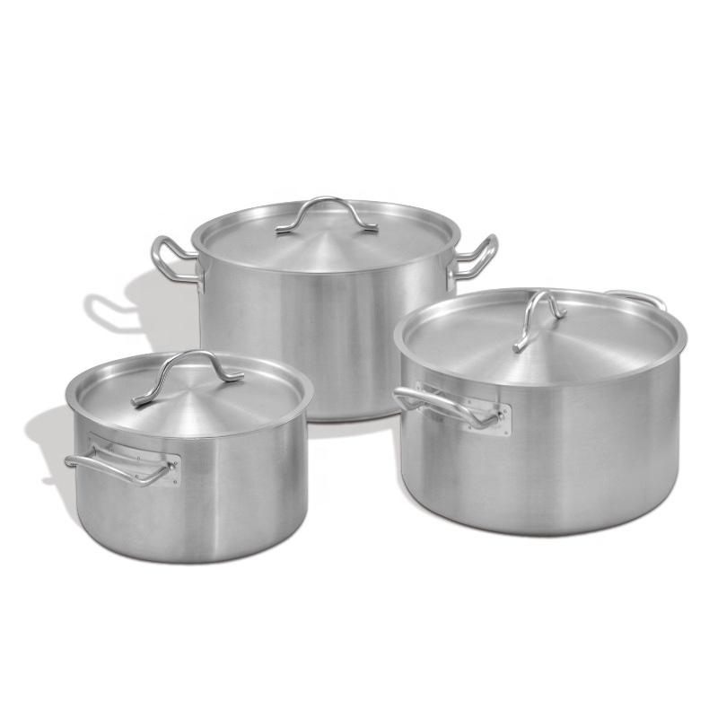 Factory Wholesale Stainless Steel 24/26/28/30cm Big Stockpot Commercial Kitchen Cooking Pots Cookware Stock Pots