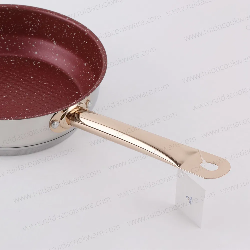 Stepped and Rolled Edge 8PCS Straight Bottom Copper Handle Cookware Set