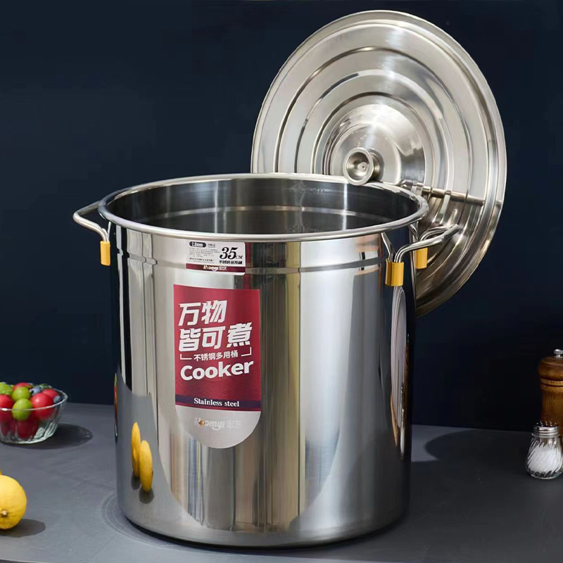 Hot Sale Stainless Steel Heavy Duty Cooking Pot Large Capacity Bouillon and Soup Pots Tall Cooking Pot Soup Bucket