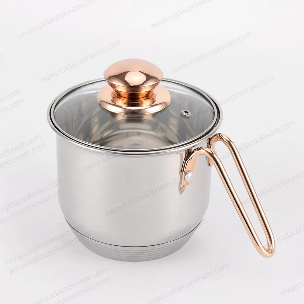 Hot Sale 12PCS Stainless Steel with Copper Handle Glass Lid Cookware Set