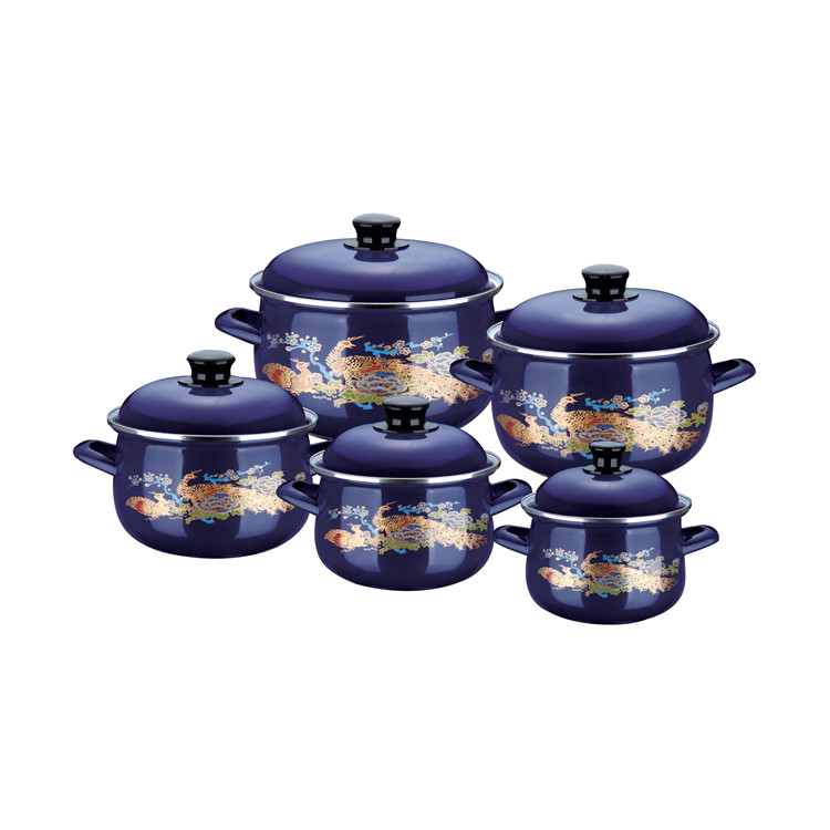 Enamel Saucepan Enamelled Casserole Floral Design Ceramic Pot