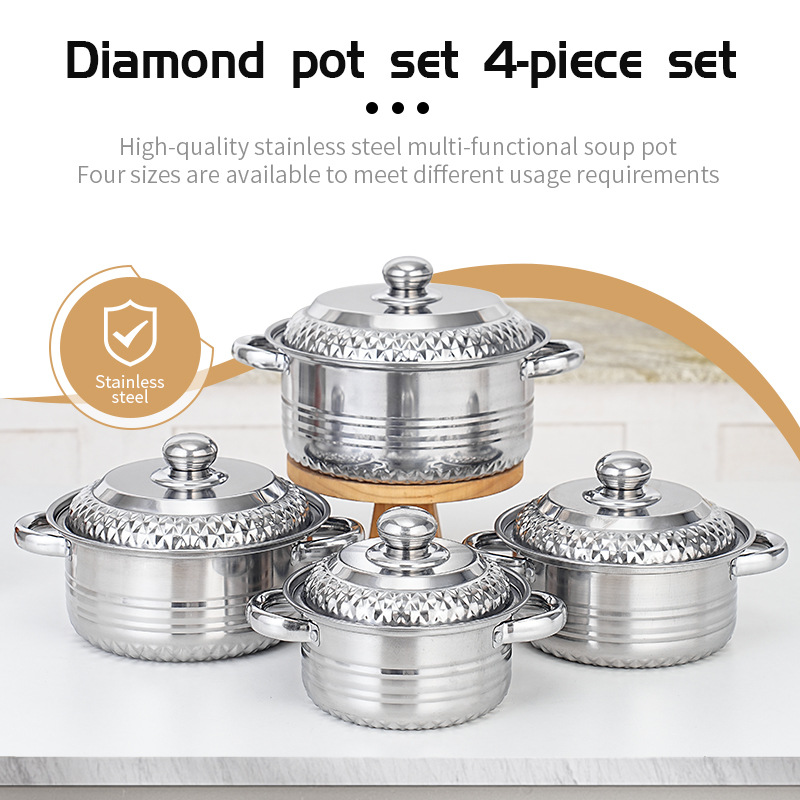 Modern Luxury Stainless Steel 8-Piece Cookware Set Sustainable Dishwasher Safe Gas Induction Ready Oven Safe Soup Pot Home Use
