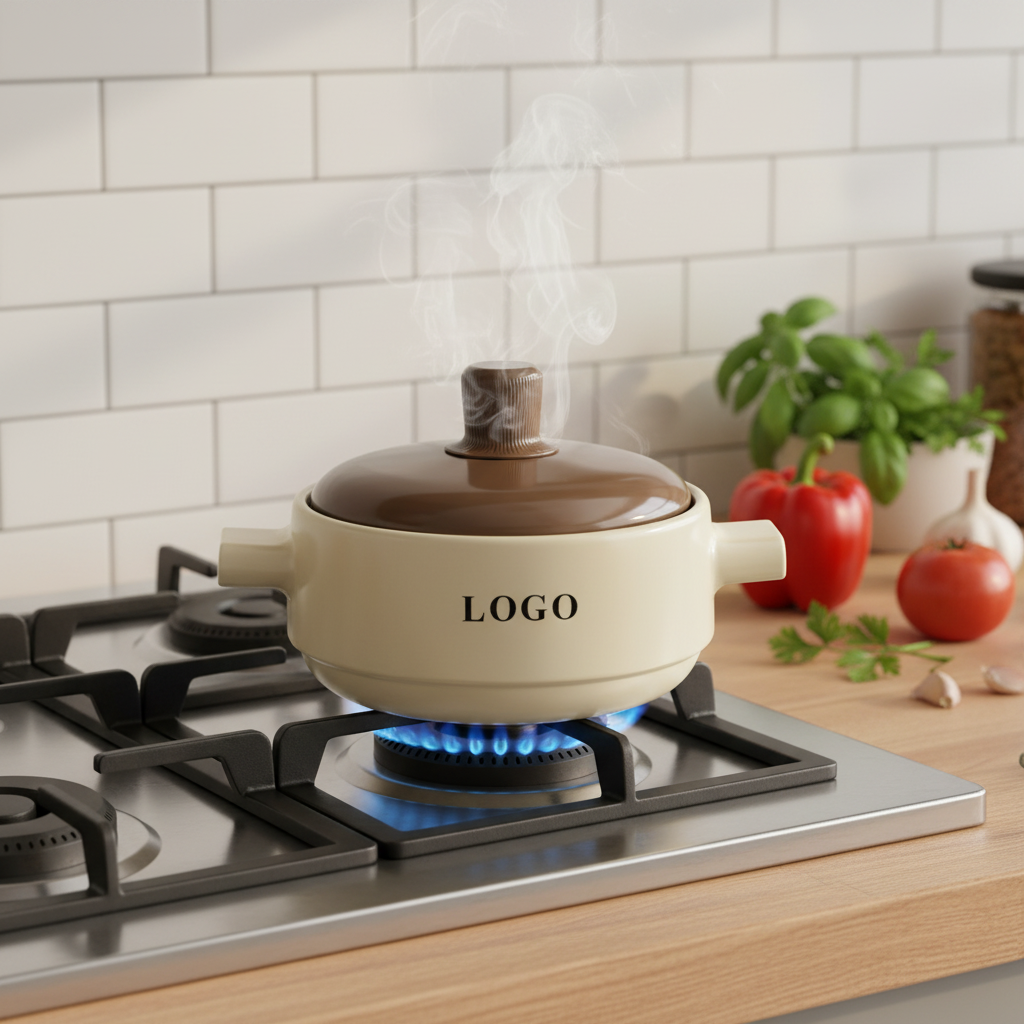 MCODU Household Cookware Heat Resistant Anti-Dry-Burning Dishwasher Safe Large Capacity Cute Ceramic Non-Stick Gas Soup Pot