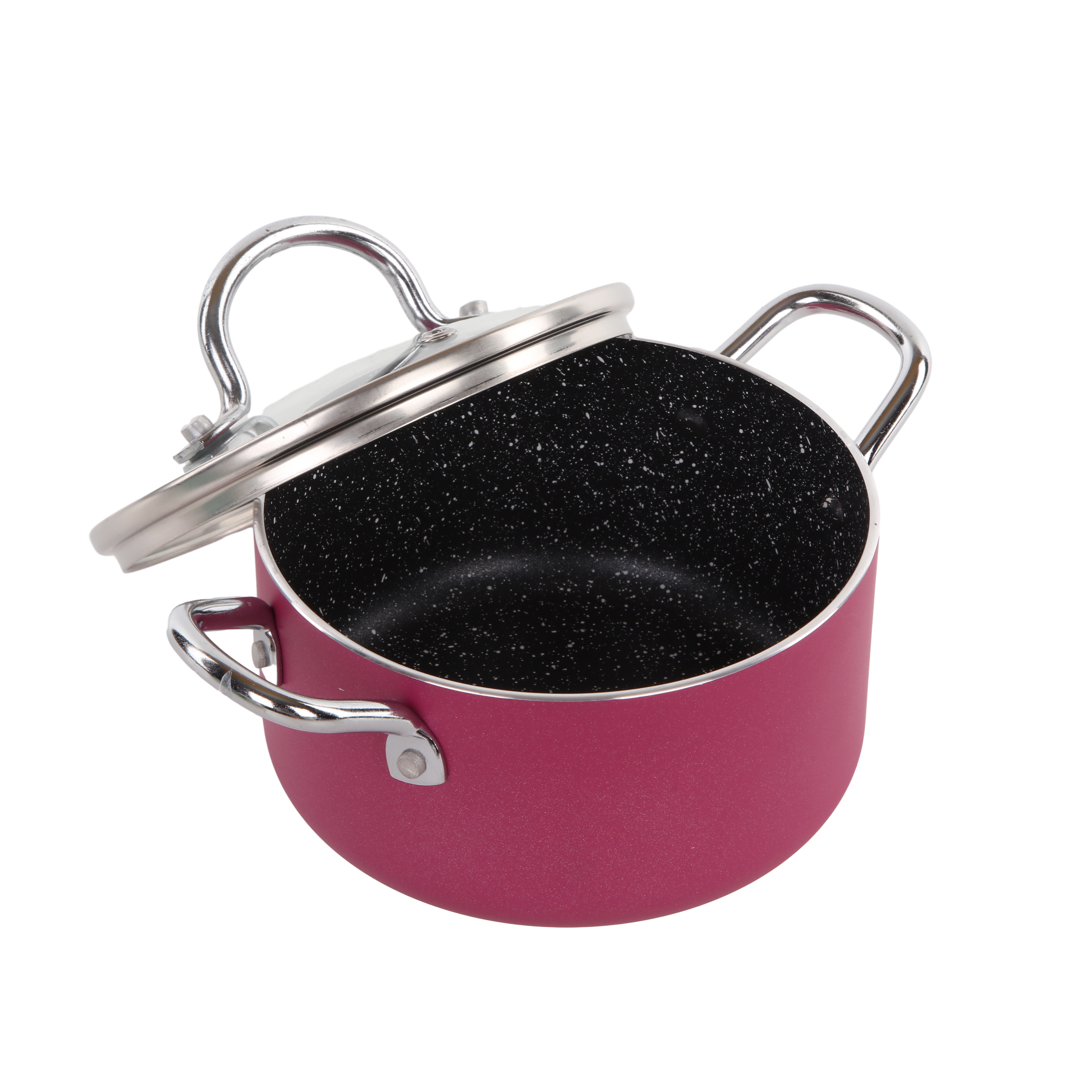 Minimalist Design Pressed Aluminum Cookware Universal for Home Stockpots Stoves and Induction Cooktops with Glass Lid 16*7cm