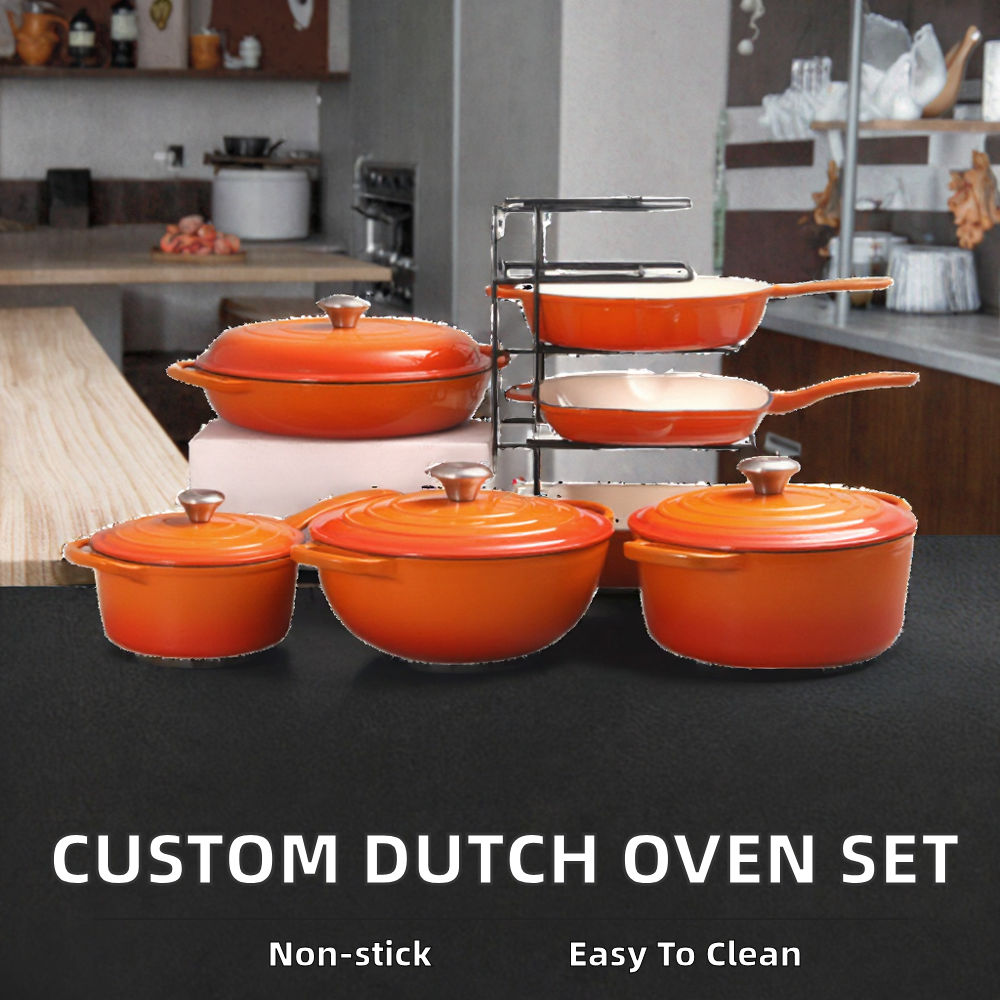Customizable Modern Design Kitchen Cookware Set Cast Iron Enameled Dutch Oven for Soup &amp; Stock Pots and Pans