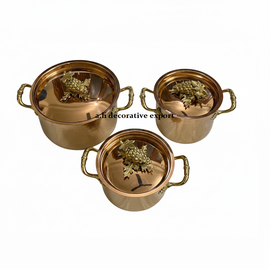 High-End Induction Compatible Stainless Steel Hammered Casserole Stock Pot Set Eco-Friendly Elegant Buffet Serving Pots for Home