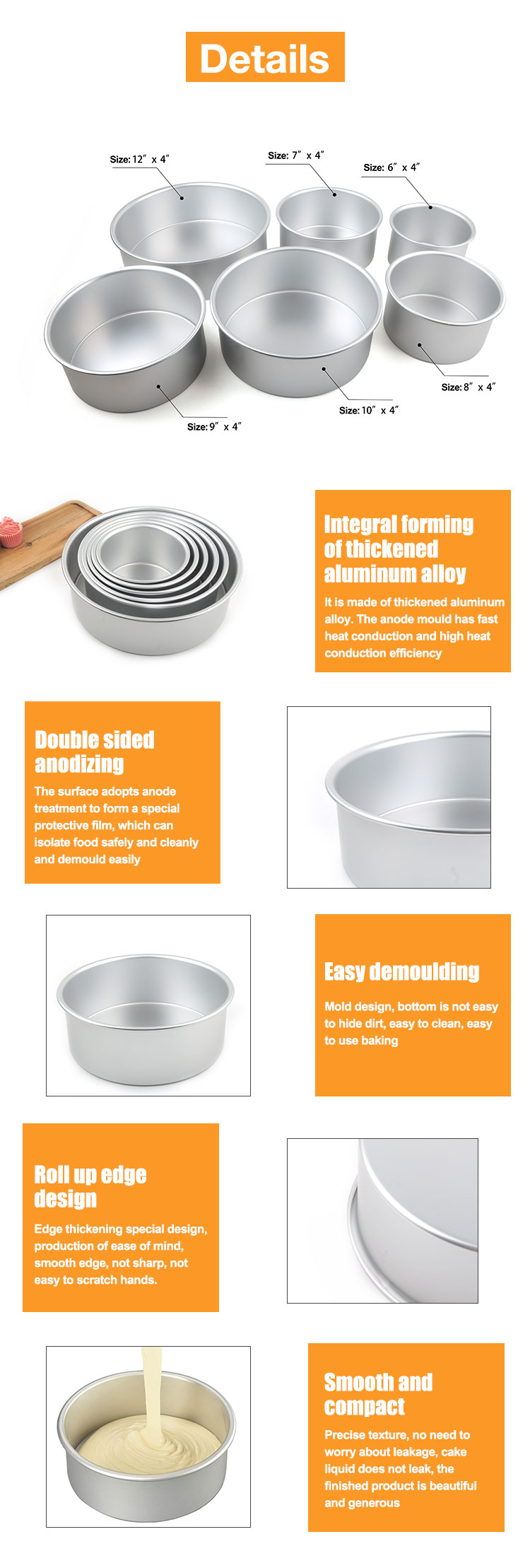 Hot Sales Professional Round Cake Pan Bakeware Baking Tray Set Baking Tool,cake Tools Moulds Stainless Steel Kitchen All-season