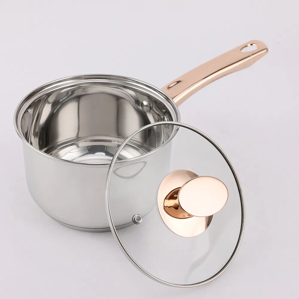 Cast Iron Cooking Ware 8PCS Stainless Steel Cookware with Gold Plated Handle