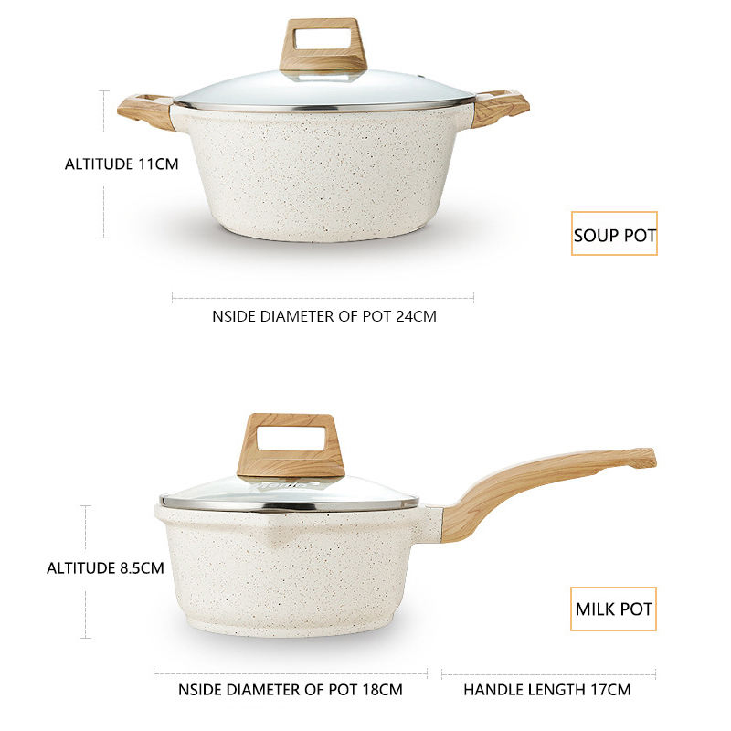 Maifanitum Nonstick Pots and Pans Kitchen Aluminum Kitchenware Cooking Pot Set Non Stick Cookware