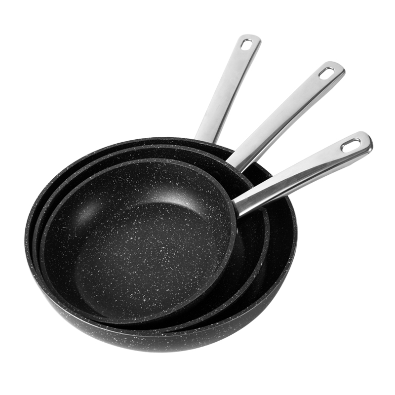 Fry Pan Nonstick Set Stay Cool Stainless Steel Handle 3pcs Grill Pan Skillet 20/24/28cm Eco-Friendly Gas Induction Ready Modern