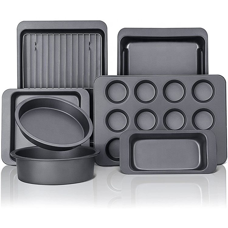 Wholesale Non-Stick Carbon Steel Bakeware Custom Round Rectangle Baking Pan Kitchen Baking Tray Cookie Cupcake Pan Sets for Oven