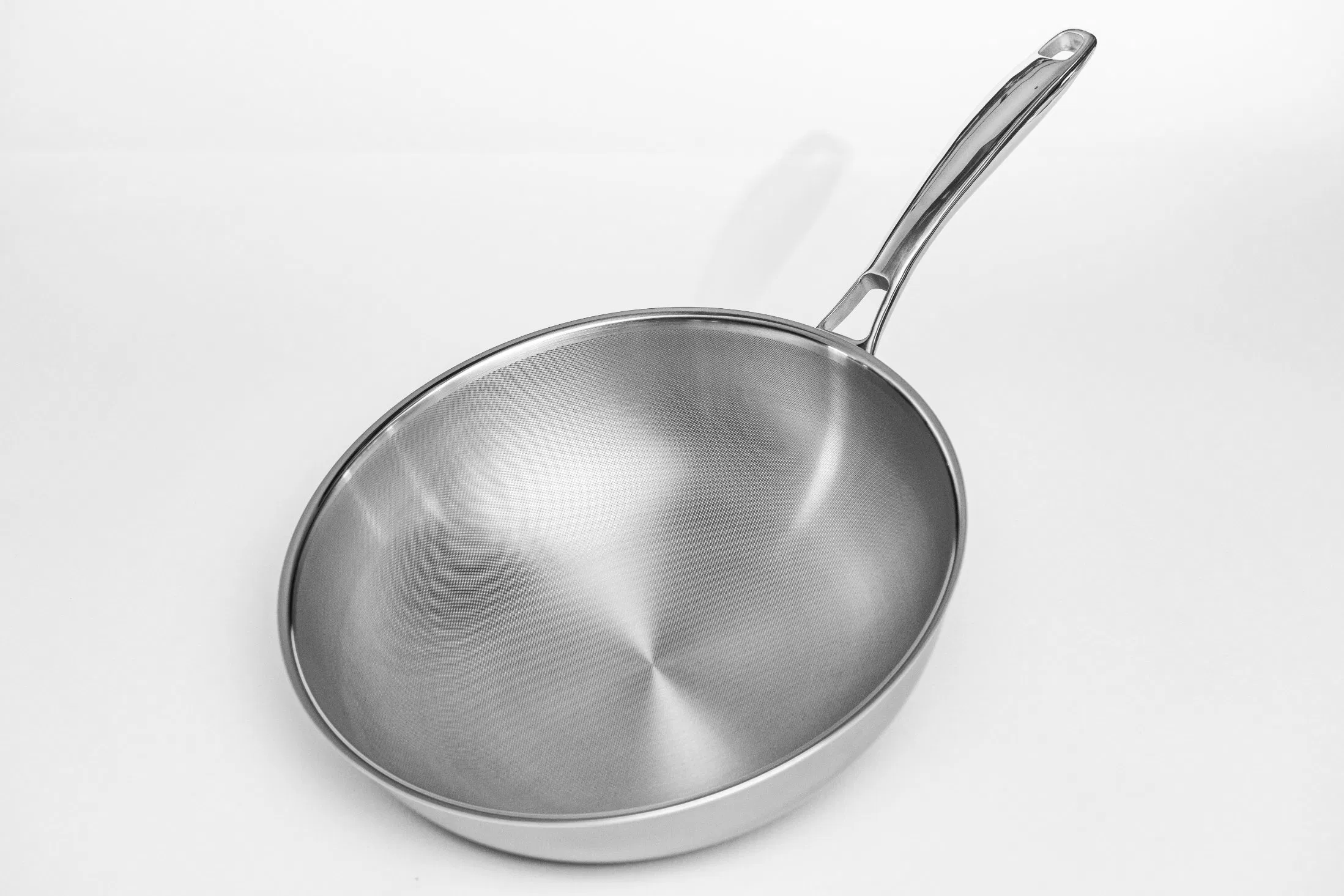 Factory Innovative Decreased Discoloring Technology Micro-DOT Tri-Ply Stainless Steel 30cm Wok Cookware