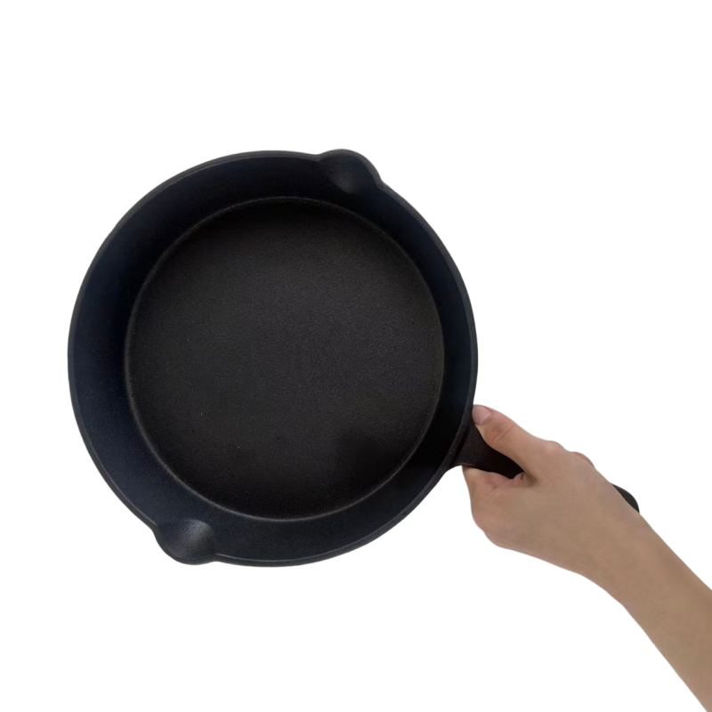 Homeuse Pre-Seasoned Cast Iron Metal Frying Pan Classic Design Handle Holes Nonstick Heat Resistant Eco-Friendly Cooking Surface