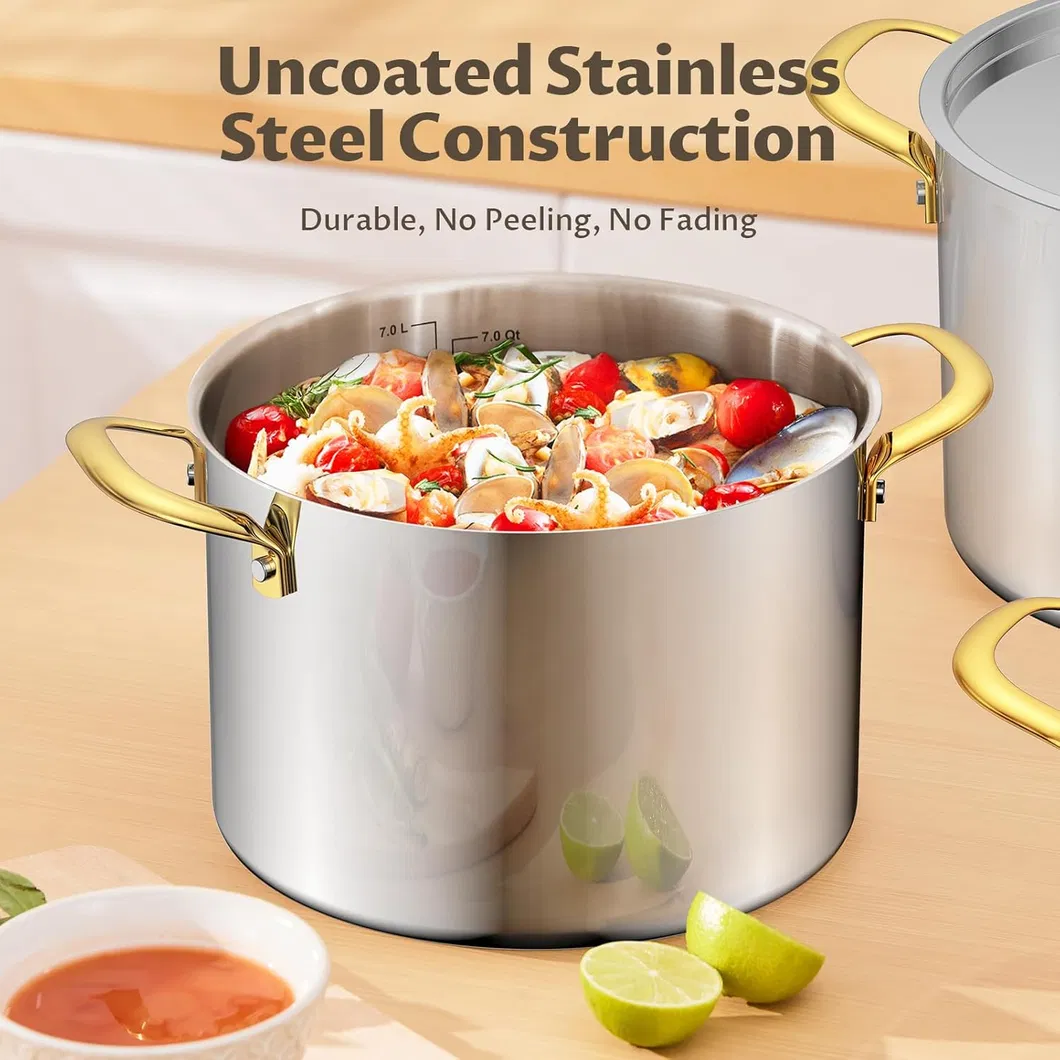 Utensils 8 Quart Sauce Pan for Soup with Tri-Ply Bottom & Clear Glass Lid