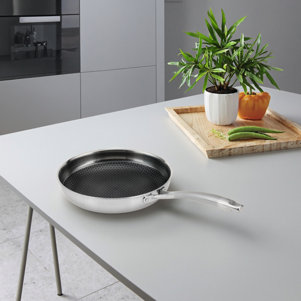 Uncoated 304 Stainless Steel Non-Stick Egg Pan Classic Design Healthy and Eco-Friendly with Less Fumes
