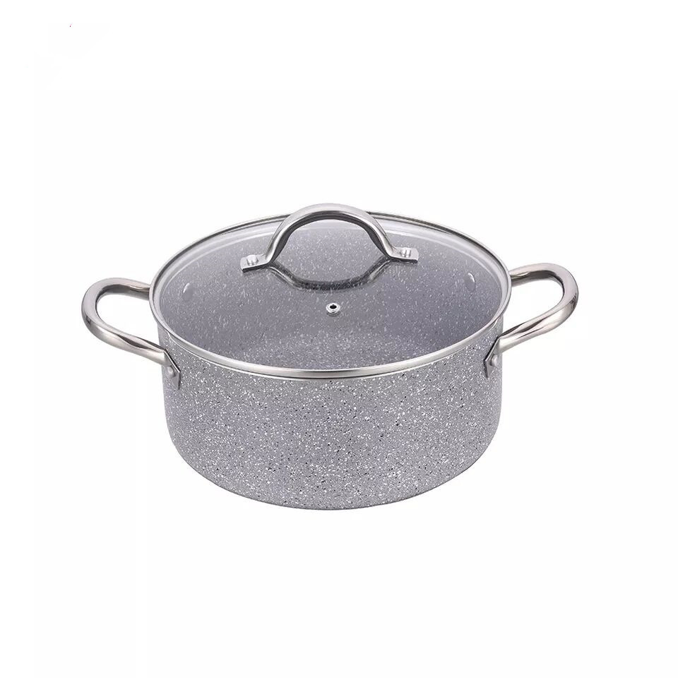 Best Selling Kitchenware Gray Granite Coating with Induction Bottom Cookware Set Non Stick Pot Pan Aluminum Cookware Sets