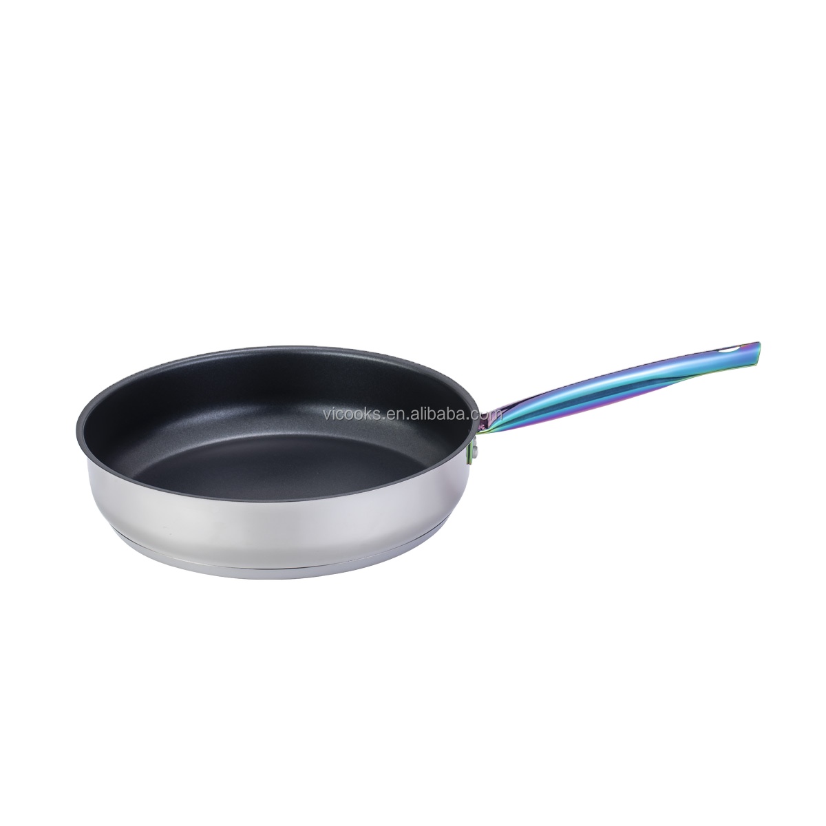 Multi-Layer Induction Bottom Mirror Polish Stainless Steel Fry Pan Nonstick Deep Frying Pan