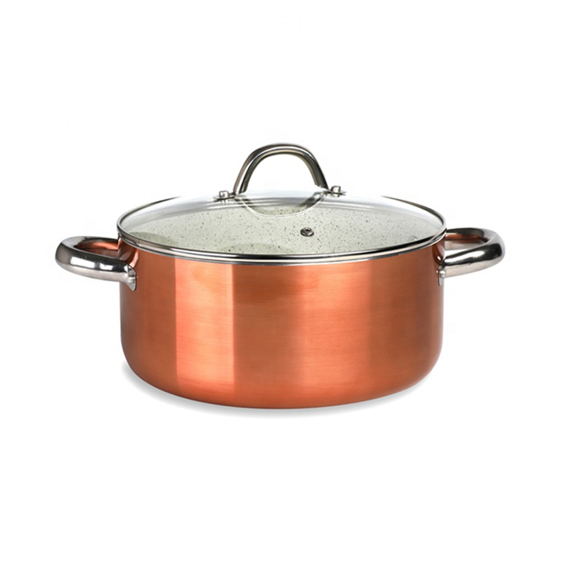 10PCS Copper Pots Pans Set Non-Stick Surface Metallic Cookware with Induction/Spiral Bottom