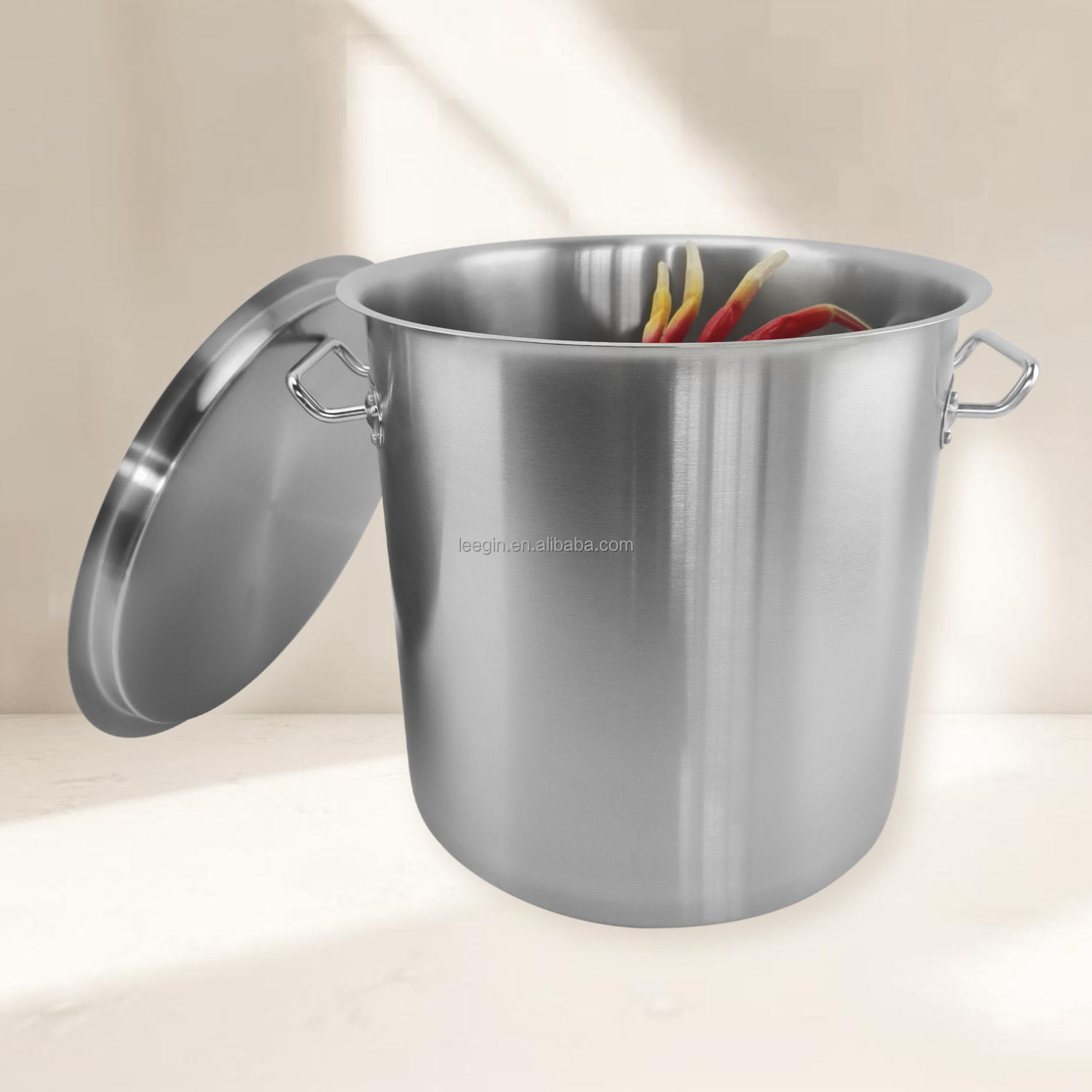 NSF Stainless Steel Metal Commercial Cookware Classic Design Soup Stock Pot Stainless Steel Cover Gas Induction Ready No Coating