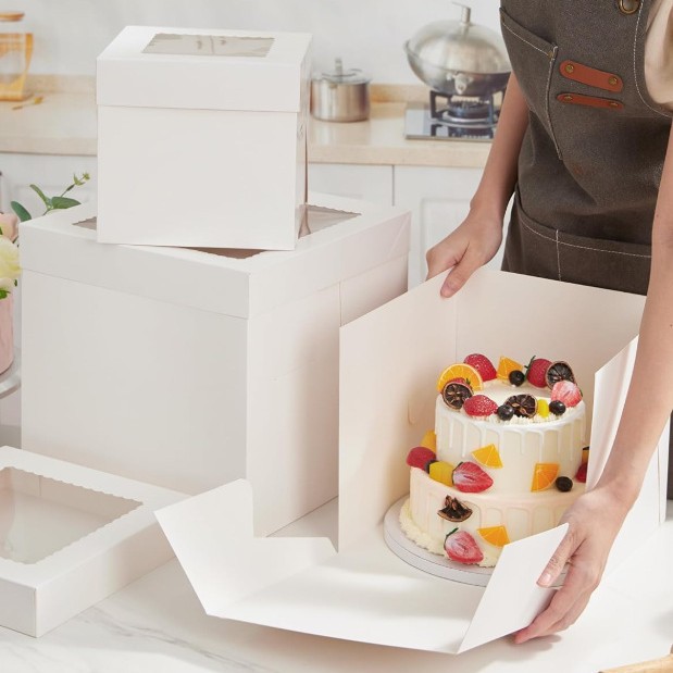 Wholesale Luxury Birthday Transparent Large Tall Layer Custom Cake Boxes With Window
