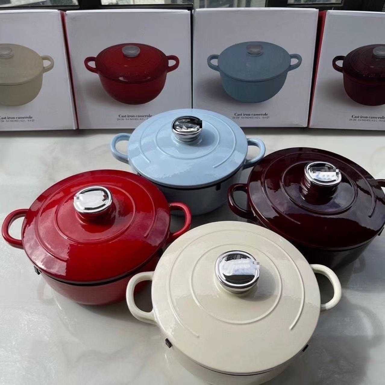 S Logo Retro Dutch Oven High Quality Cast Iron Enamel Pot Set Italian Brand Style Metal Material