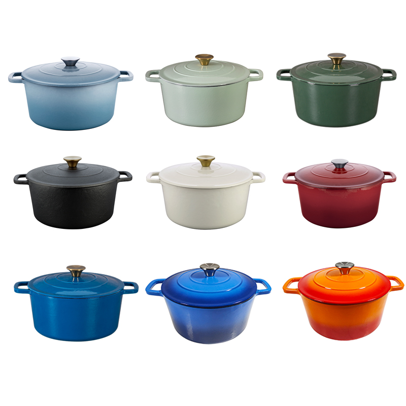 Wholesale Custom Non-Stick Enamel Cast Iron Cookware Set Enamel Cast Iron Dutch Oven Big White Cast Iron Pots Cookware Set