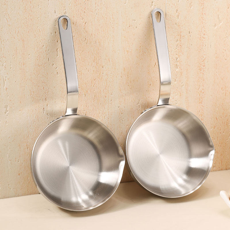 304 Stainless Steel 13cm Mini Omelette Pan Egg Frying Pan 3 Layers Compound Steel Non Stick Pot Small Cookware Sets With Handle