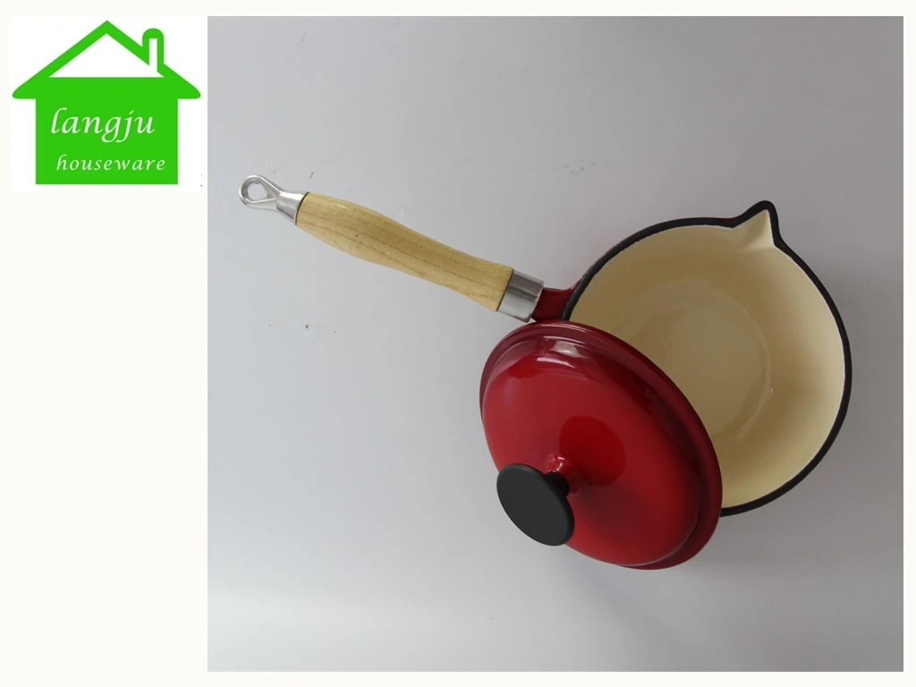 Cast Iron Sauce Pan with Wooden Handle